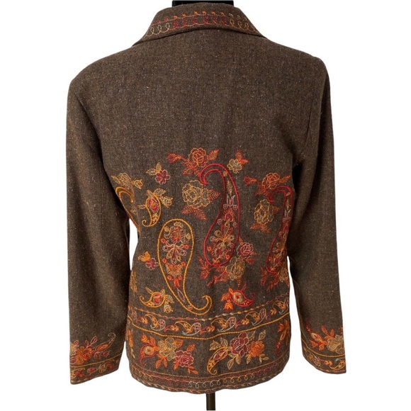 Wool Blend Floral & Paisley Embroidery Jacket M - Picture 8 of 8